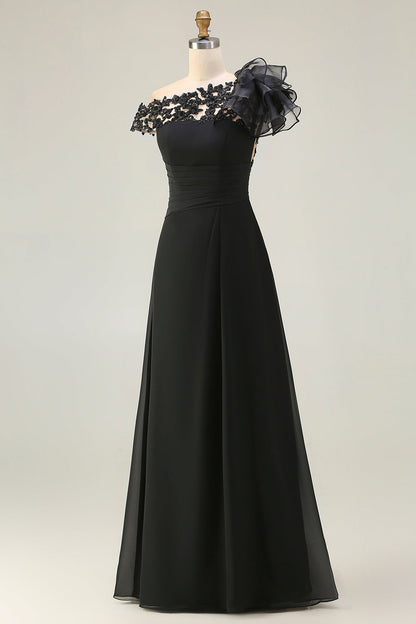 Ink Blue Margot Asymmetrical A-Line Dress in Black