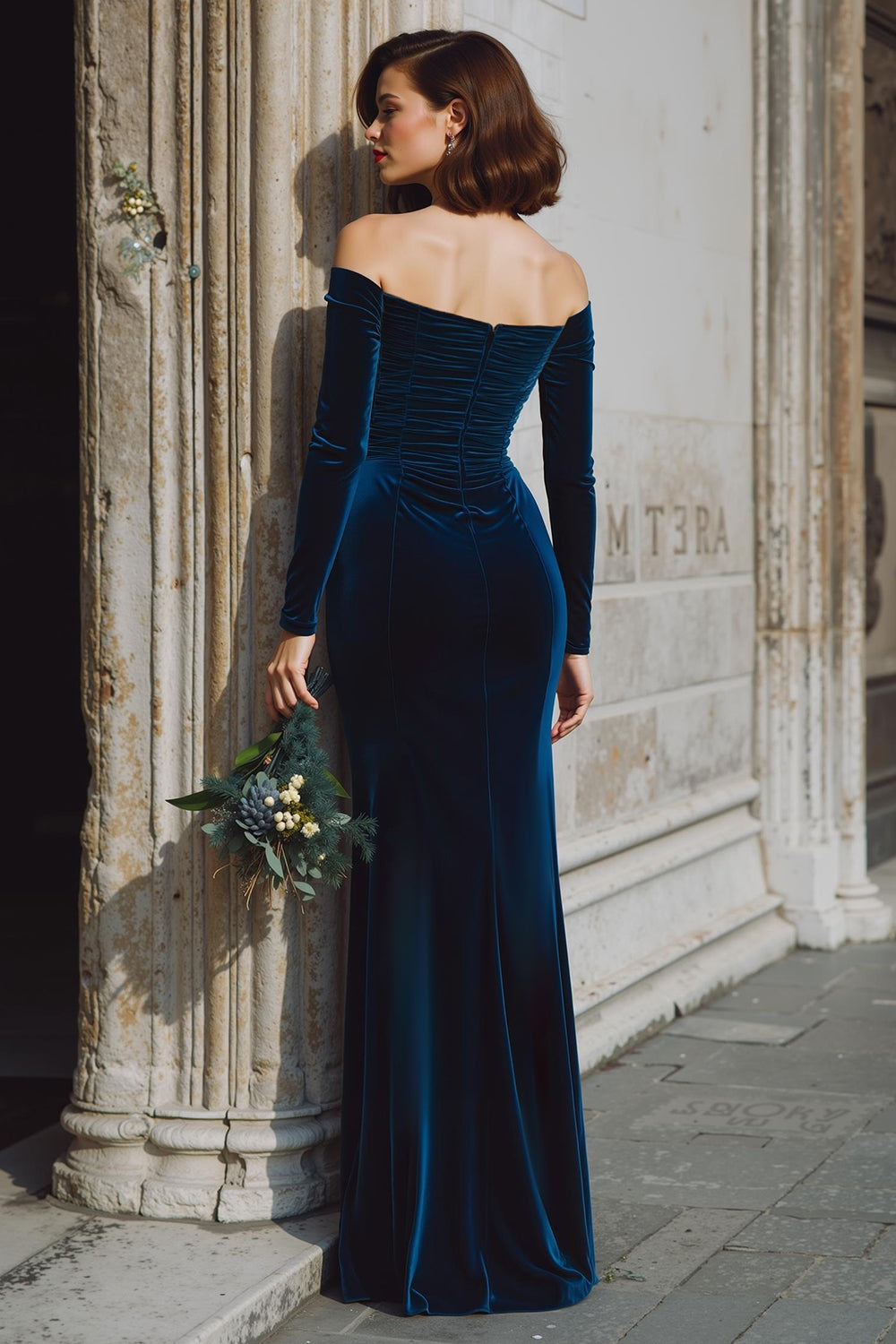 Dunkelblau Marina Ruched Mermaid Maxi Dress