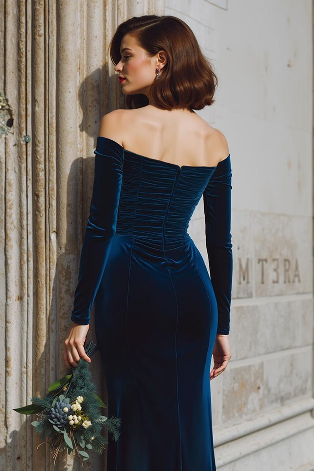 Dunkelblau Marina Ruched Mermaid Maxi Dress
