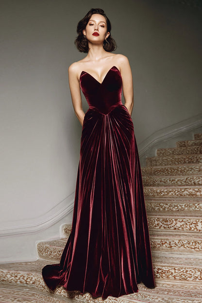 Rust Orange Margot Velvet A-Line Dress