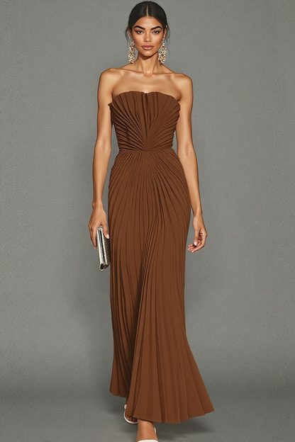 Black Margot Pleated Sheath Maxi Dress