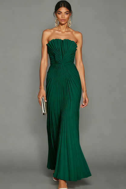 Black Margot Pleated Sheath Maxi Dress