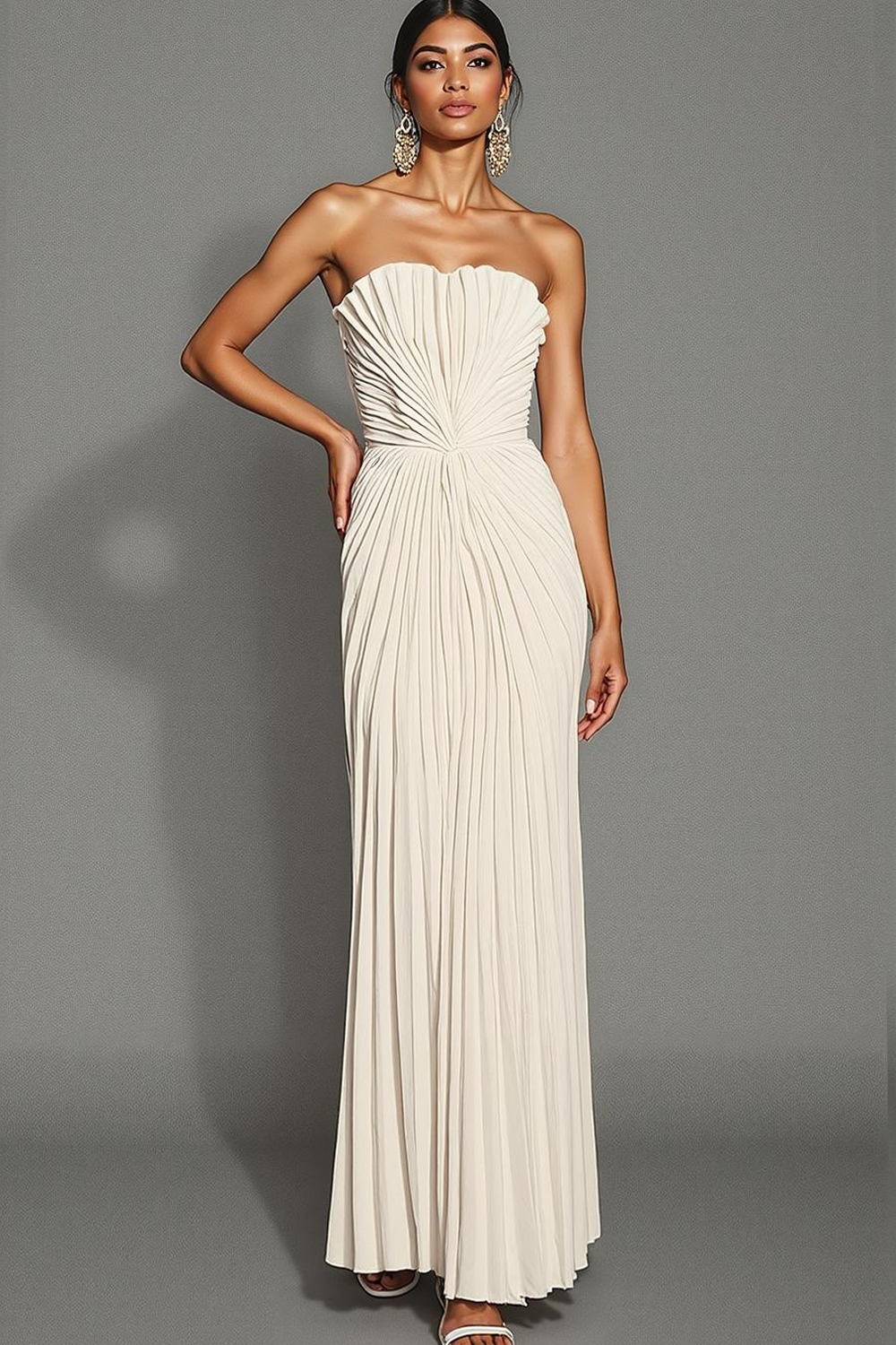 Chocolate Margot Pleated Sheath Maxi Dress
