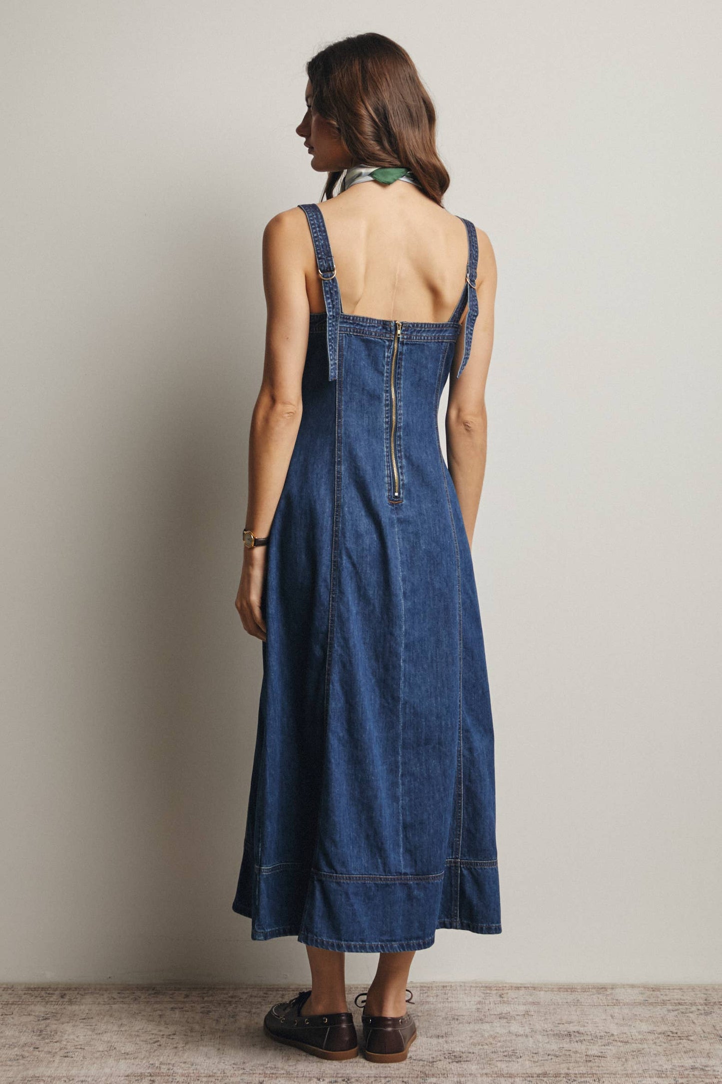Up Denim Maxi Dress Madeline Lace-Up Denim Maxi Dress