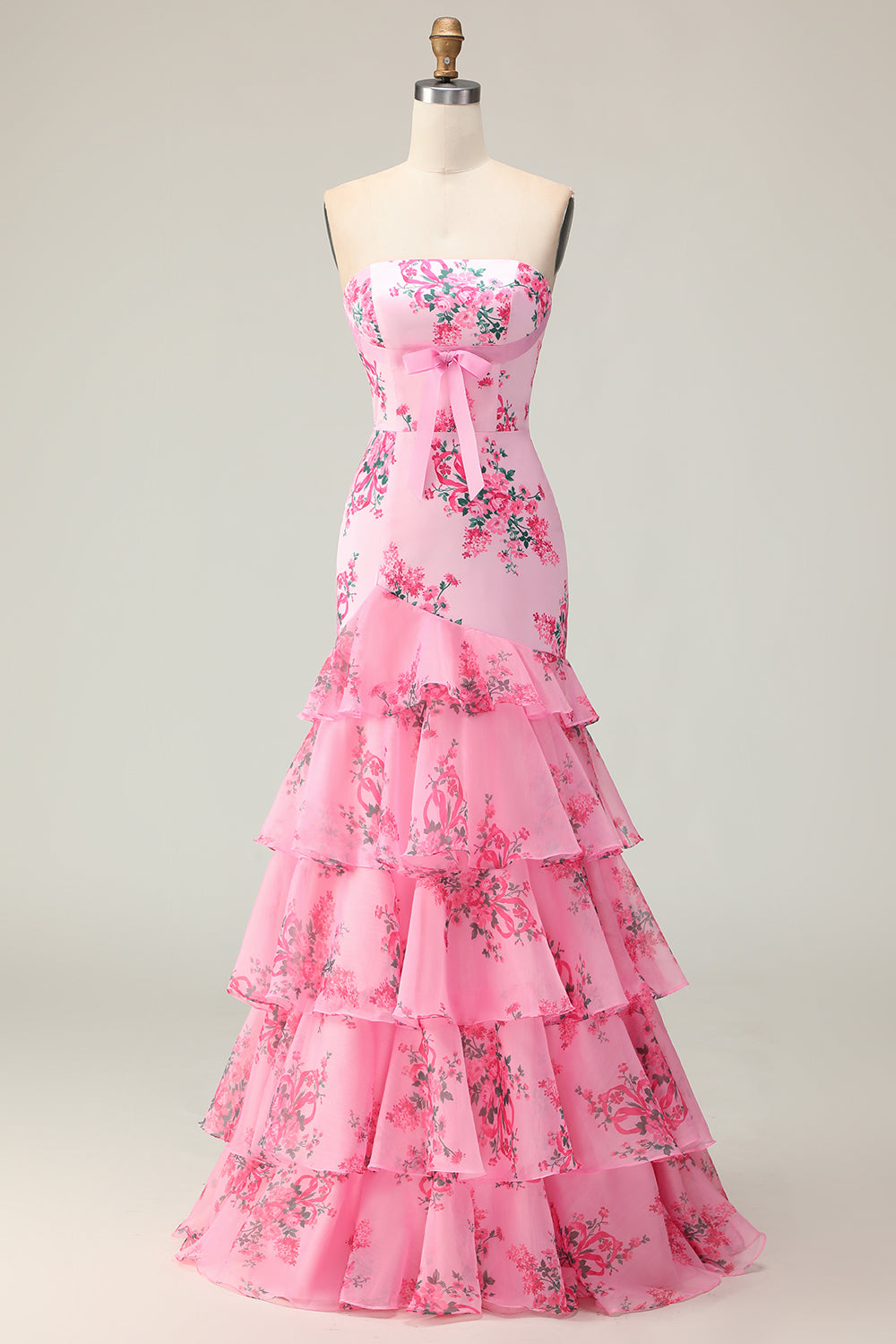 Pink Flower Matilda Floral Mermaid Gown