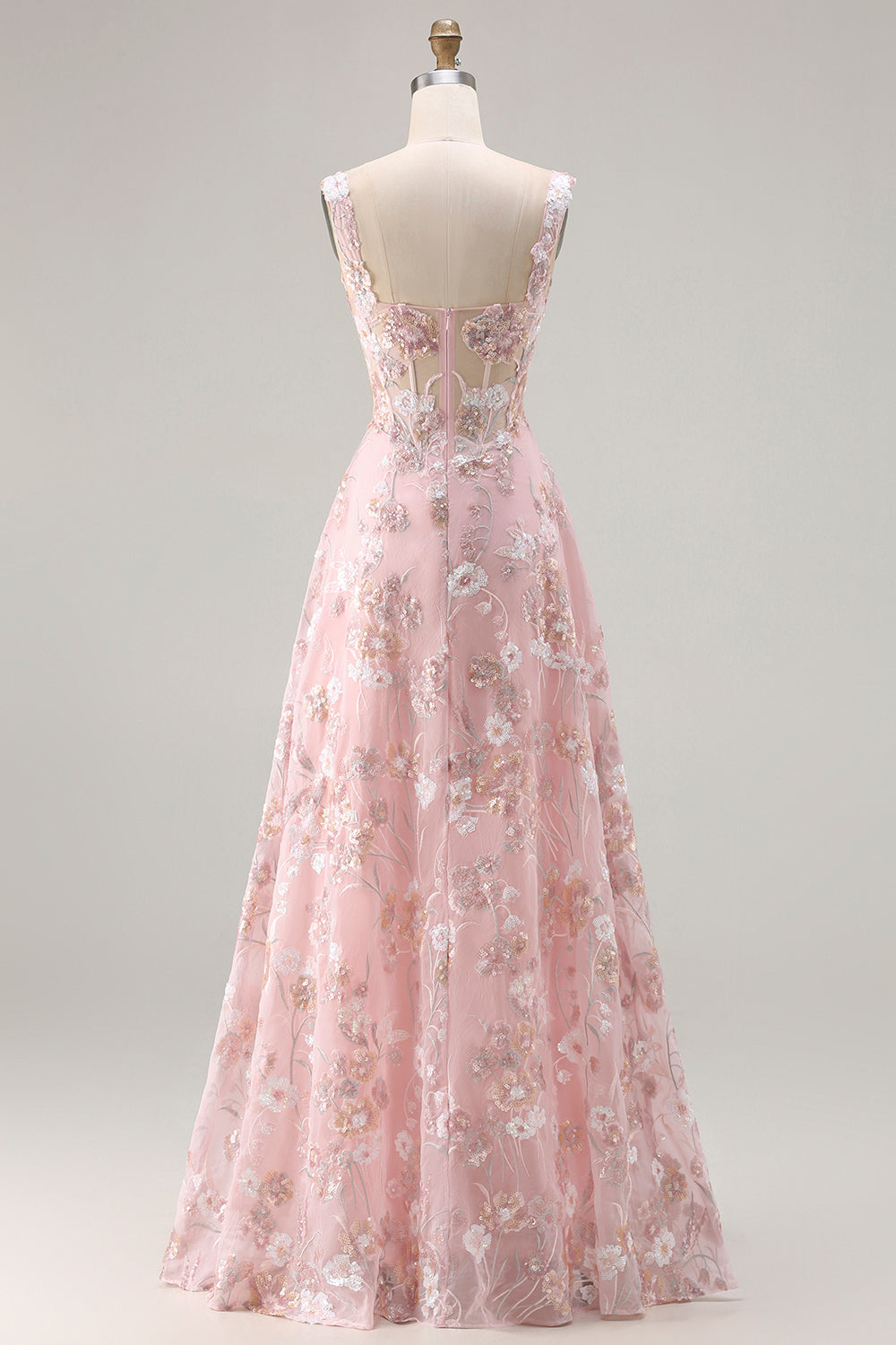 Pink Margot Sequin Floral A-Line Dress
