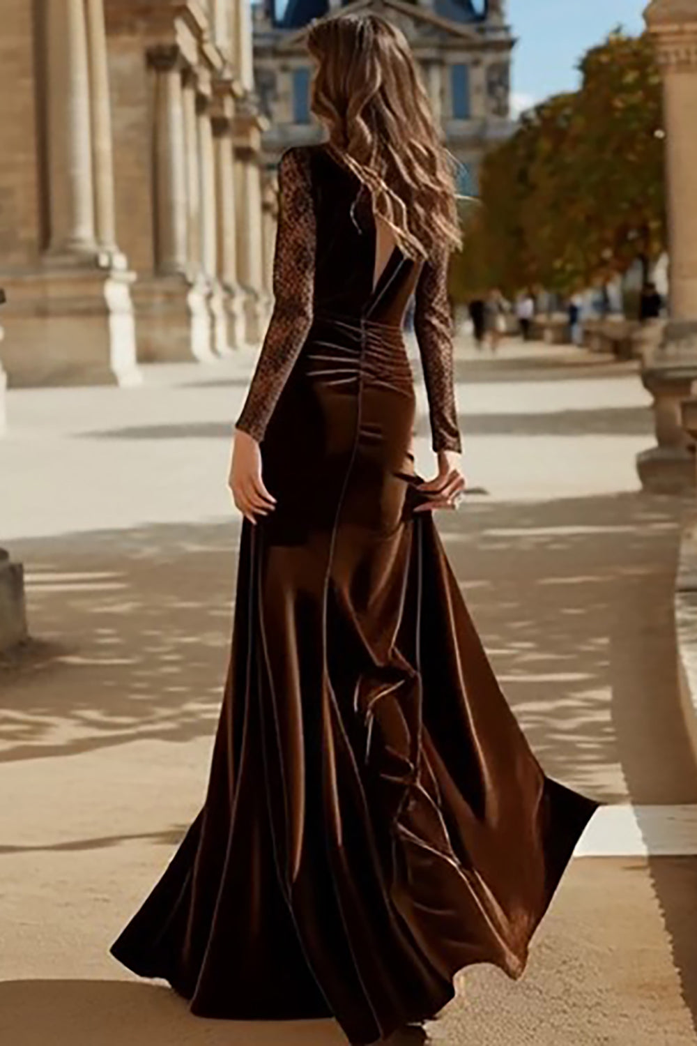Brown Margot Velvet Mermaid Dress