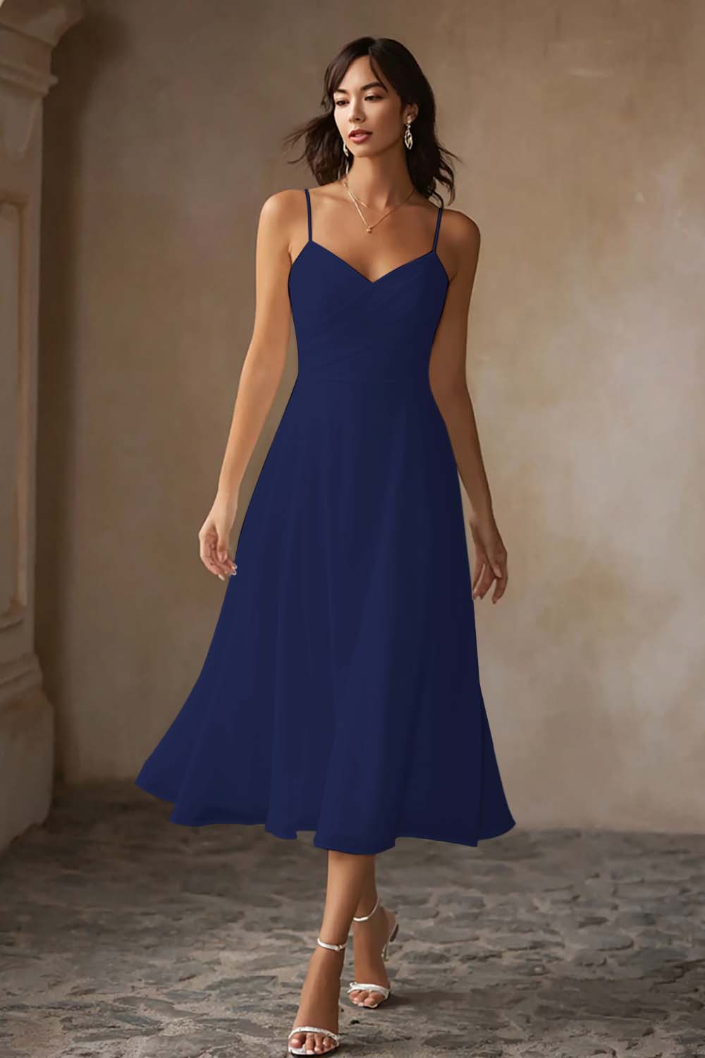 Dunkelgrün Ophelia A-Line Chiffon Midi Dress