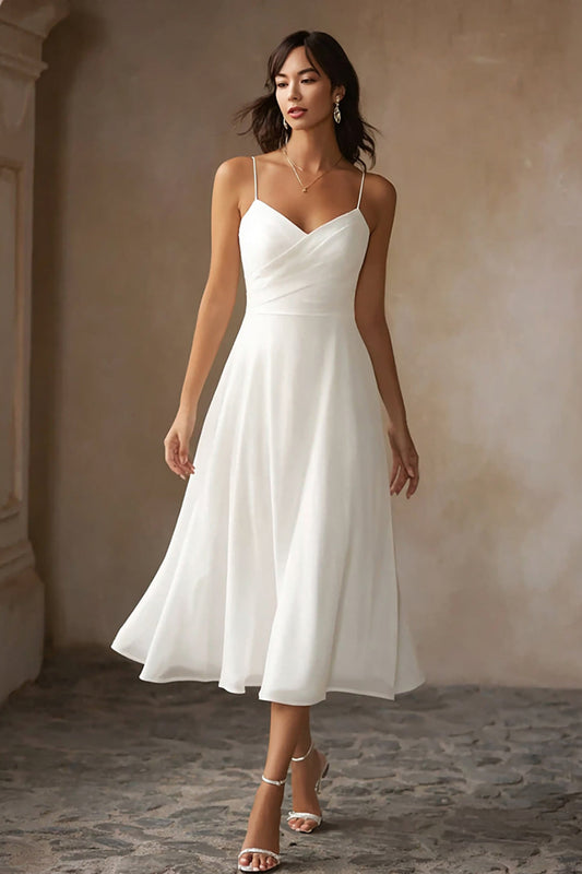 Weiß Ophelia A-Line Chiffon Midi Dress
