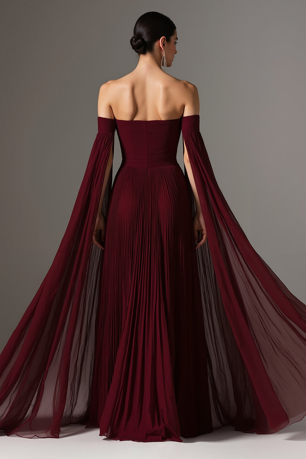 Red Vivienne Chiffon Cape Gown