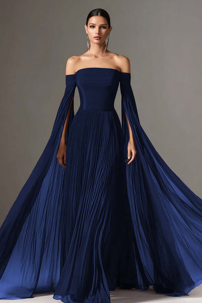 Burgundy Vivienne Chiffon Cape Gown