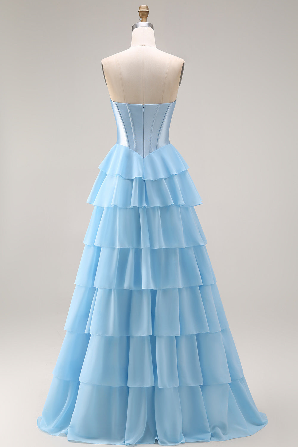 Blue Margot Sequin Tiered Corset Gown