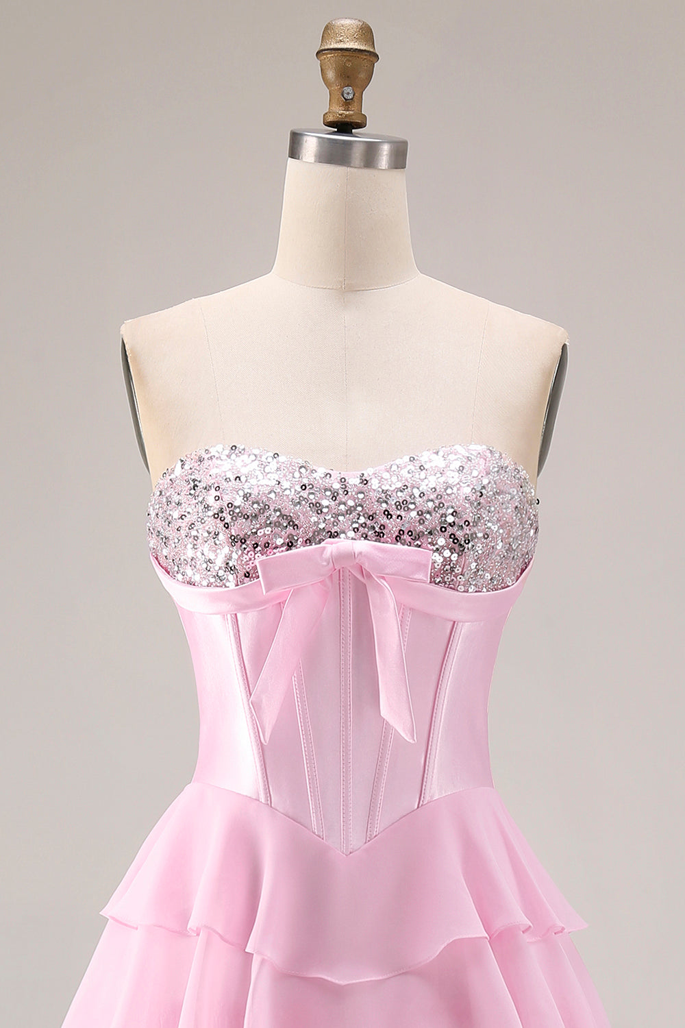 Green Margot Sequin Tiered Corset Gown