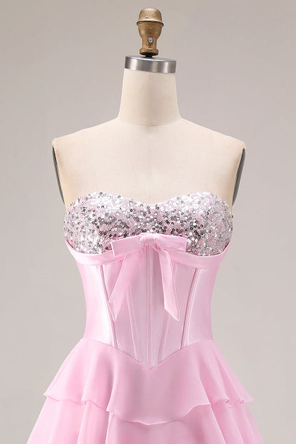 Green Margot Sequin Tiered Corset Gown