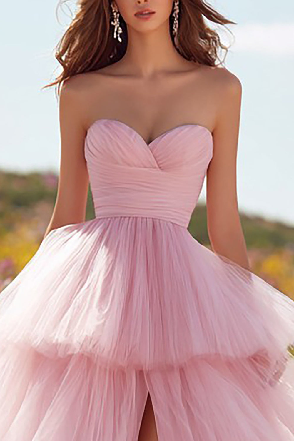 Pink Valentina Tiered Ruffle Prom Dress