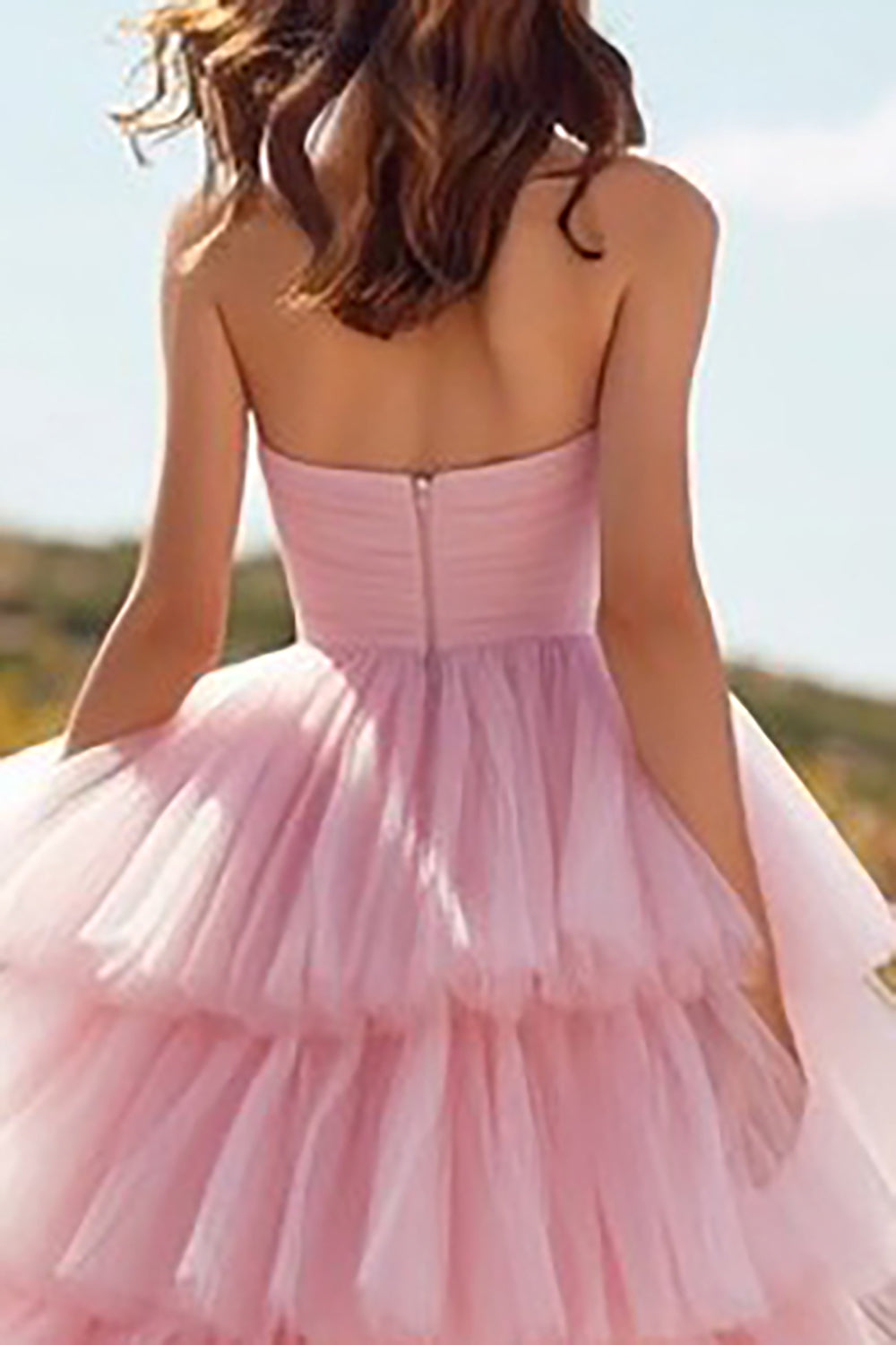 Pink Valentina Tiered Ruffle Prom Dress