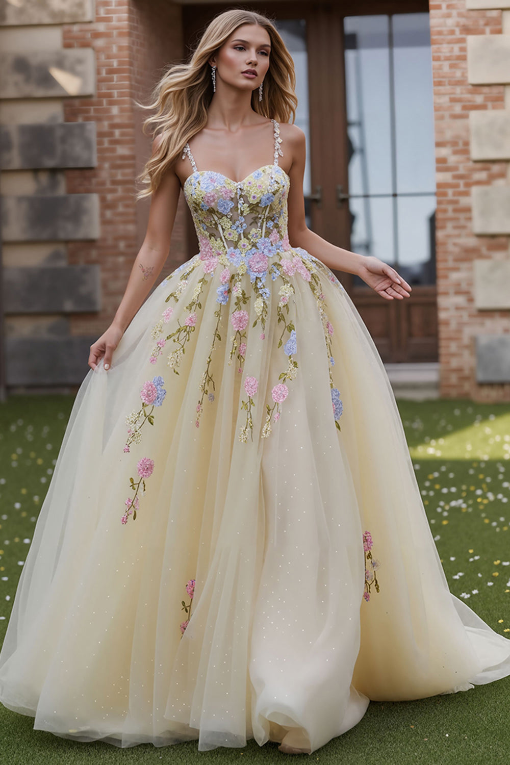 Daffodil Rosalind Floral A-Line Prom Dress