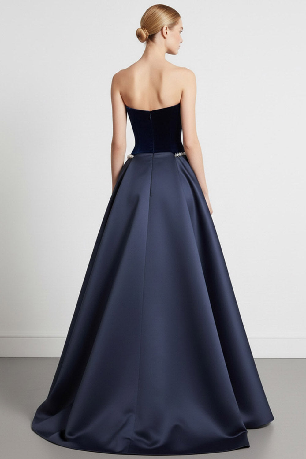Navy Vivienne Velvet Cape Gown