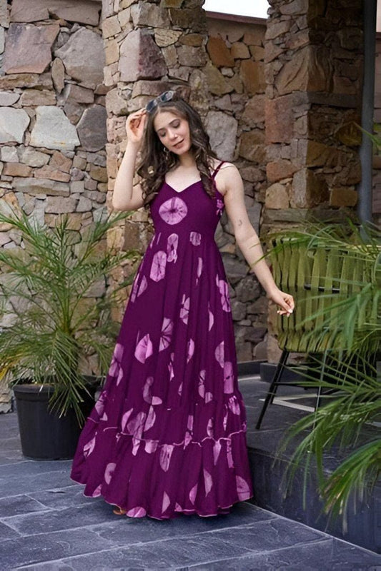 Purple Maxi Dress for WomenSpaghetti Strap Long Dress Boho Summer Floral BeachFlowy Gown