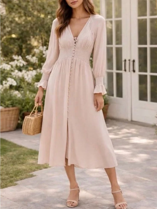 Reformation Dresses | Nwt Reformation Fia Midi Dress Smocked Waist Summery Cream White Size 0 C | Color: Cream/White | S