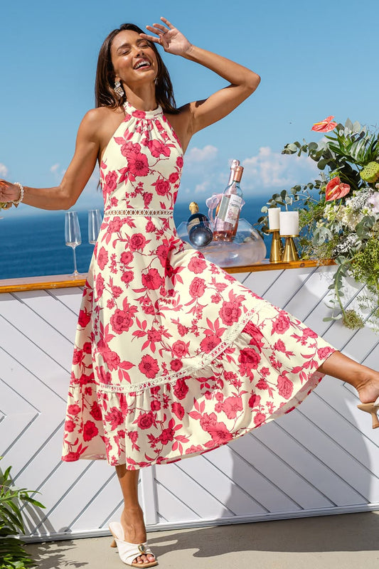 Margot Golden Floral Midi Dress