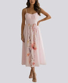 Violet Eyelet Corset Midi Dress
