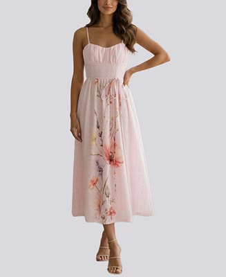 Violet Eyelet Corset Midi Dress