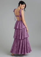 Adelaide Floral Burnout A-Line Dress in Wisteria