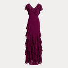 Violet Georgette Ruffle Gown