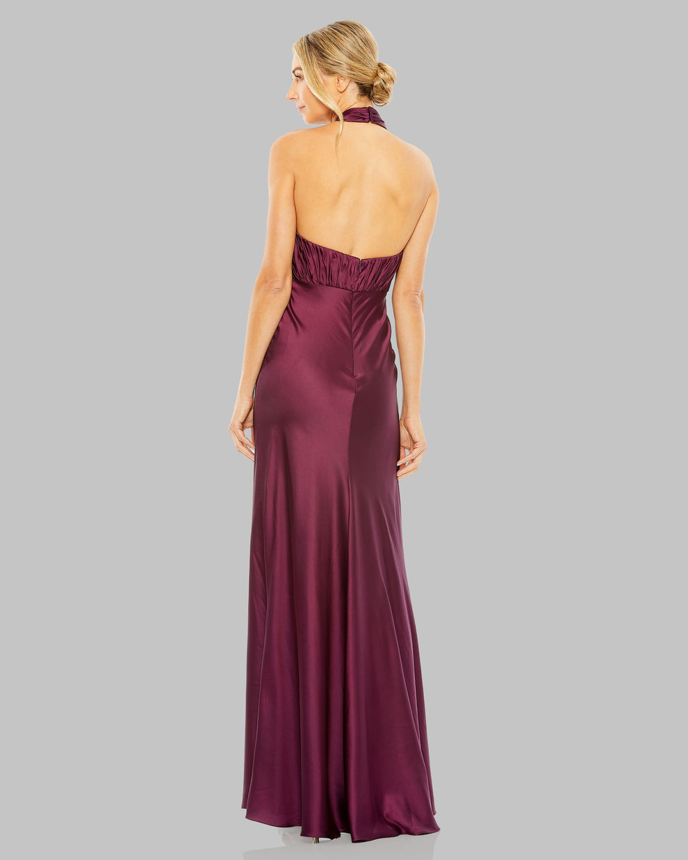 Length Satin Formal Sheath Mac Duggal 55995 Portia Tiered Tulle Halter Gown