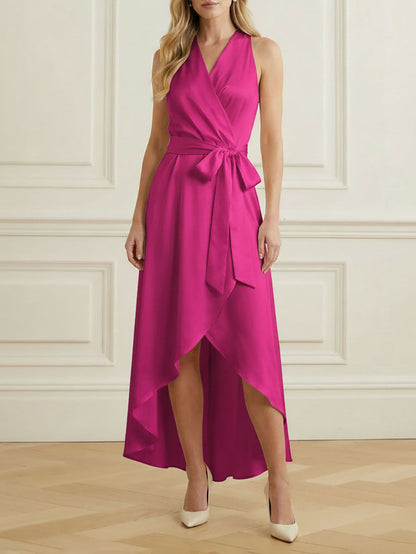 BEIGE Margot High-Low Ruffle Maxi Dress