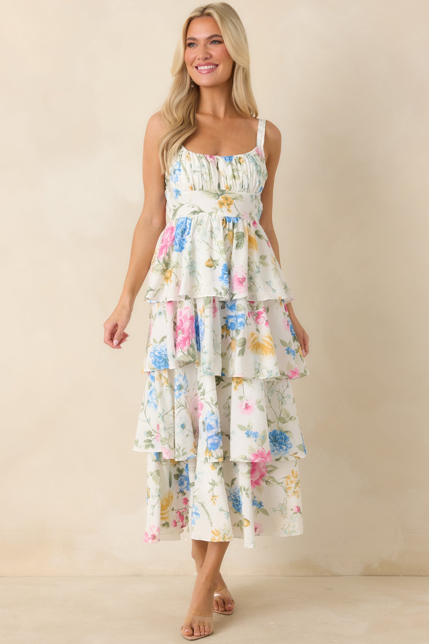 White Arabella Floral Maxi Dress