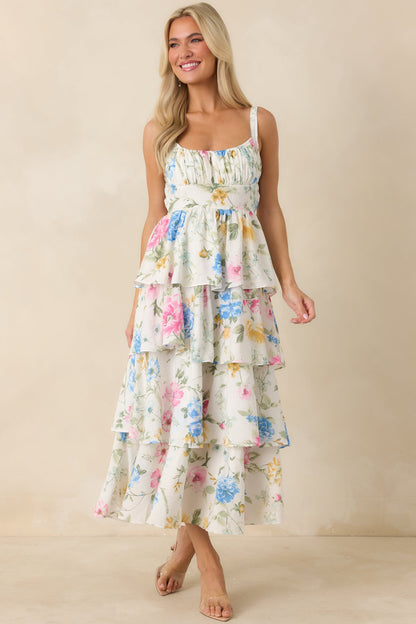 White Arabella Floral Maxi Dress