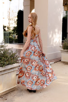 Marina Pleated Bodice Maxi Dress - XL / Watercolor abstract