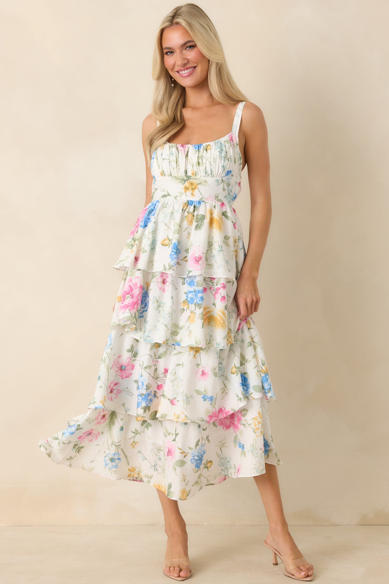 White Arabella Floral Maxi Dress