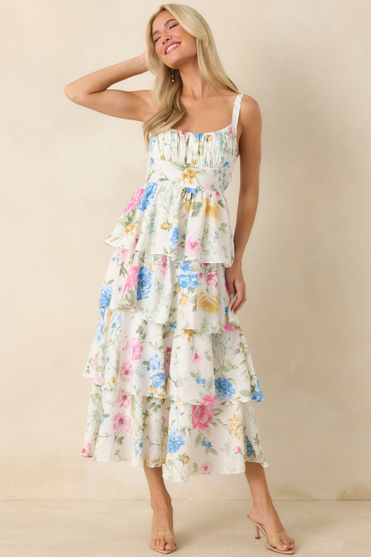 White Arabella Floral Maxi Dress