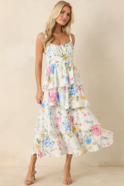 White Arabella Floral Maxi Dress