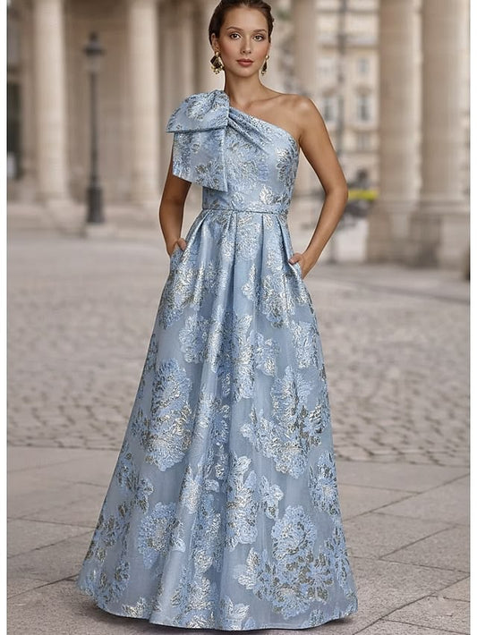 Arabella Floral Jacquard Evening Gown