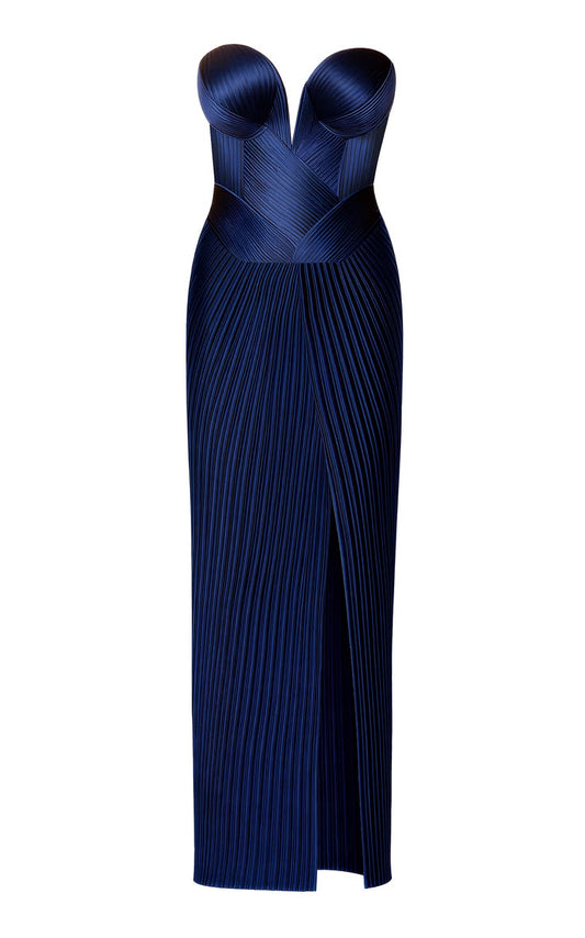 Margot Plissé Bustier Maxi Dress