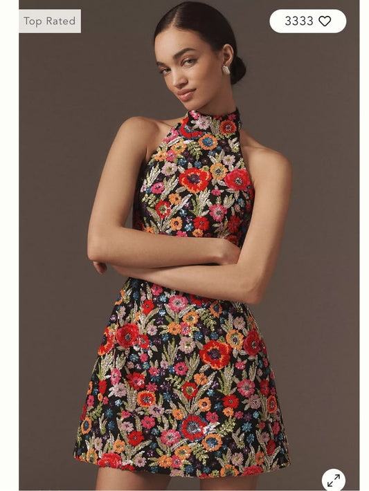 Sarah Sequin Halter Mini Dress