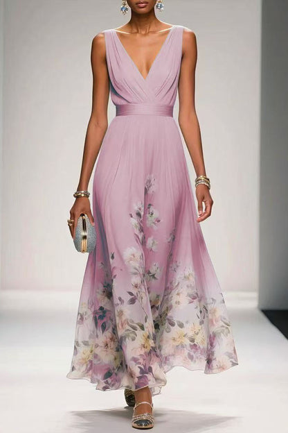 Light Yellow Arabella A-Line Tea Length Chiffon Dress
