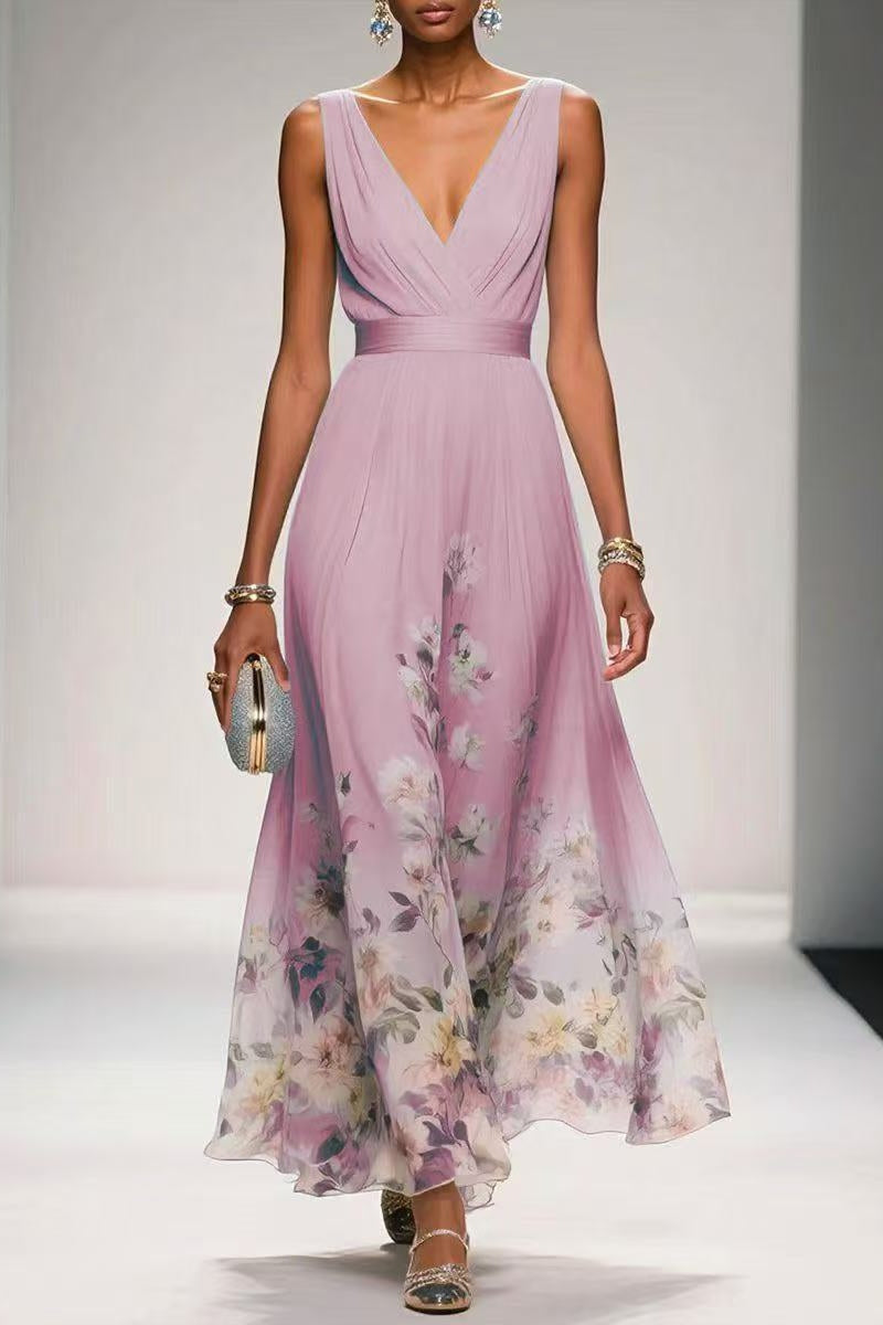 Sky Blue Arabella A-Line Tea Length Chiffon Dress
