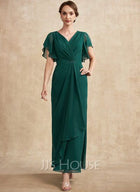Fenna Sheath/Column V-Neck Sequins Chiffon Mother of the Bride Dress | JJ's House