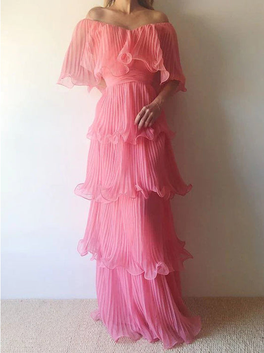 Picture Color Rosalie Off-Shoulder Ruffled A-Line Dress