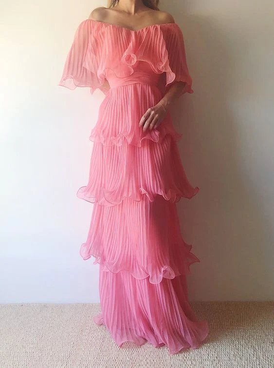 Picture Color Rosalie Off-Shoulder Ruffled A-Line Dress