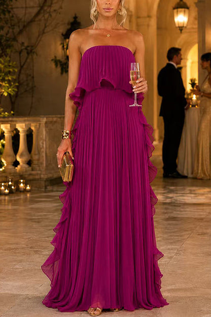 Yellow Margot Pleated Strapless Maxi Dress