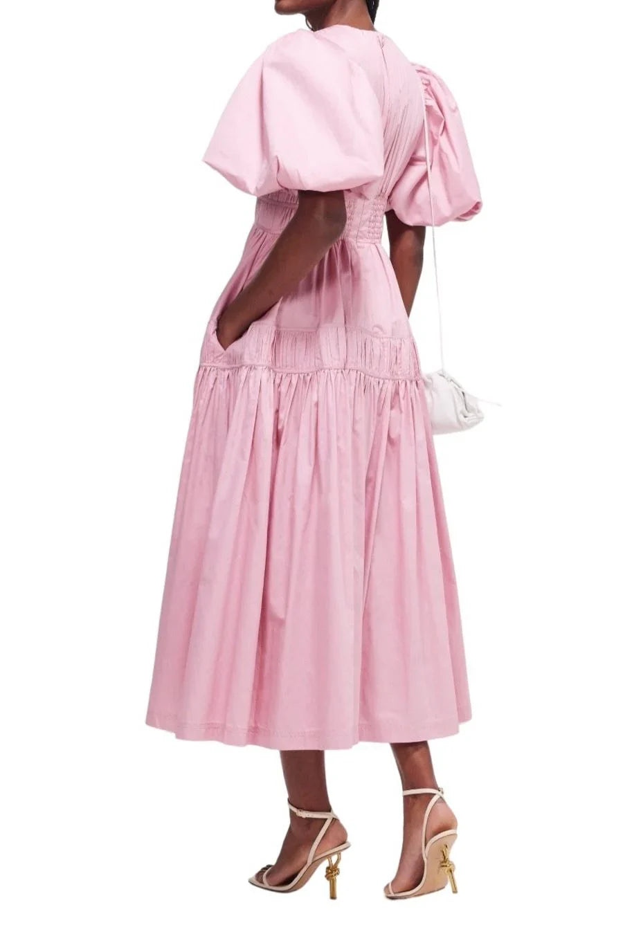 Pink Fallingwater Ruched Midi Dress