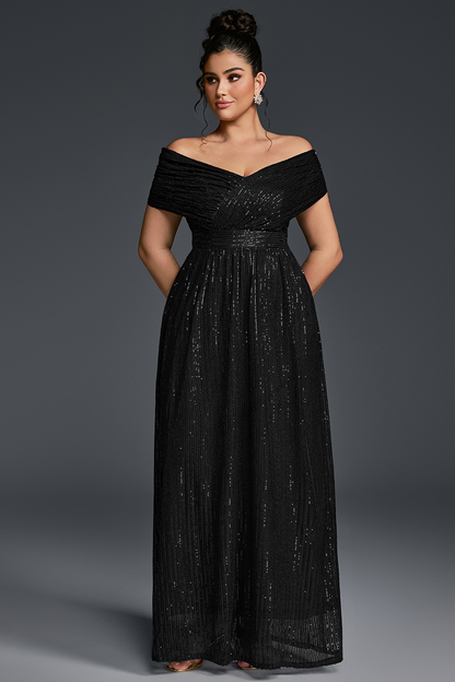 Black Curveins Plus Size V-Neck Sequin Maxi Dress - 22-24/3X / Green