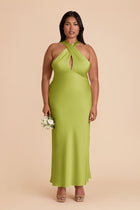 Monique Matcha Matte Satin Dress | Birdy Grey