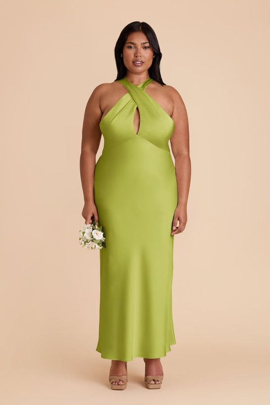 Monique Matcha Matte Satin Dress | Birdy Grey